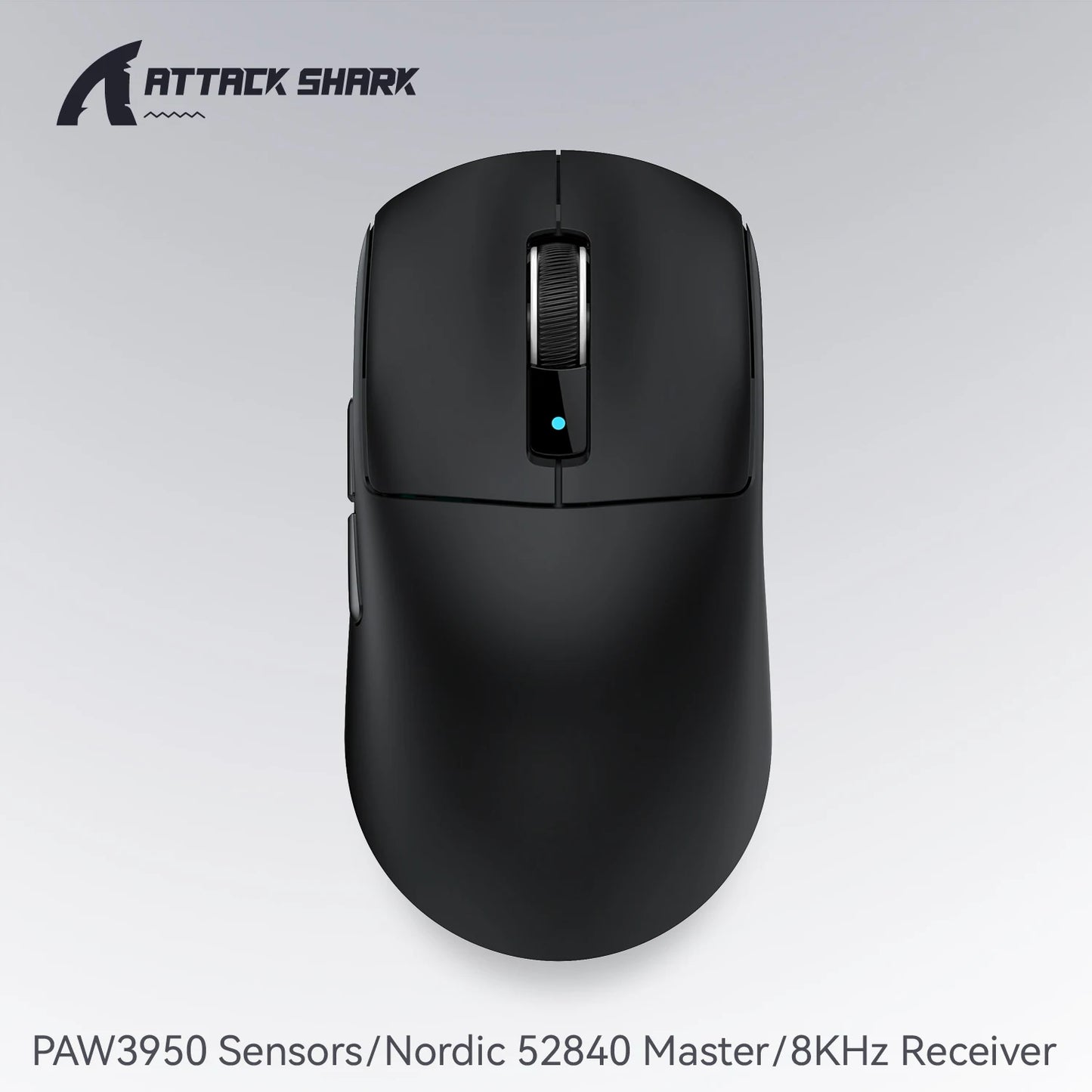 ATTACK SHARK R6 PAW3950MAX bezdrátová herní myš, polling 8Khz, ultralehká 39g, MCU Nordic 52840, optické mikrospínače Omron
