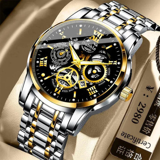 Montre pour homme UTHAI – Modèle tendance, haut de gamme, style « luxe accessible » et polyvalent; montre à quartz étanche, dotée d'un cadran ajouré avec chiffres romains.