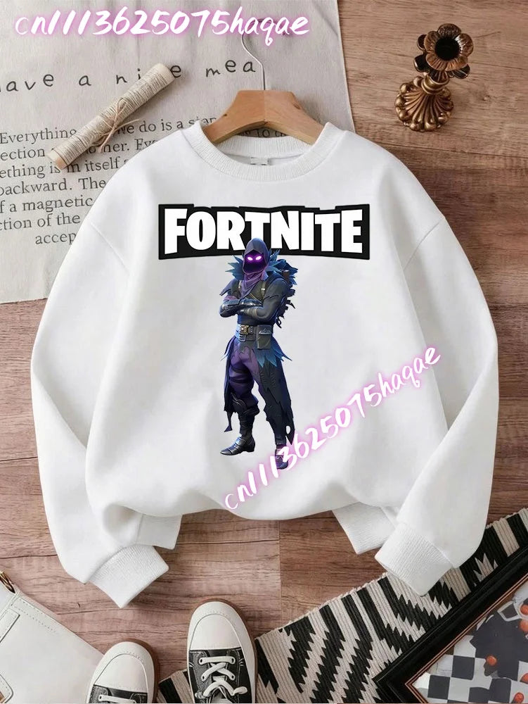 Sweatshirt pullover FORTNITED de manga comprida para criança, estilo streetwear para menina, menino e bebé, top de moda anime infantil, presente