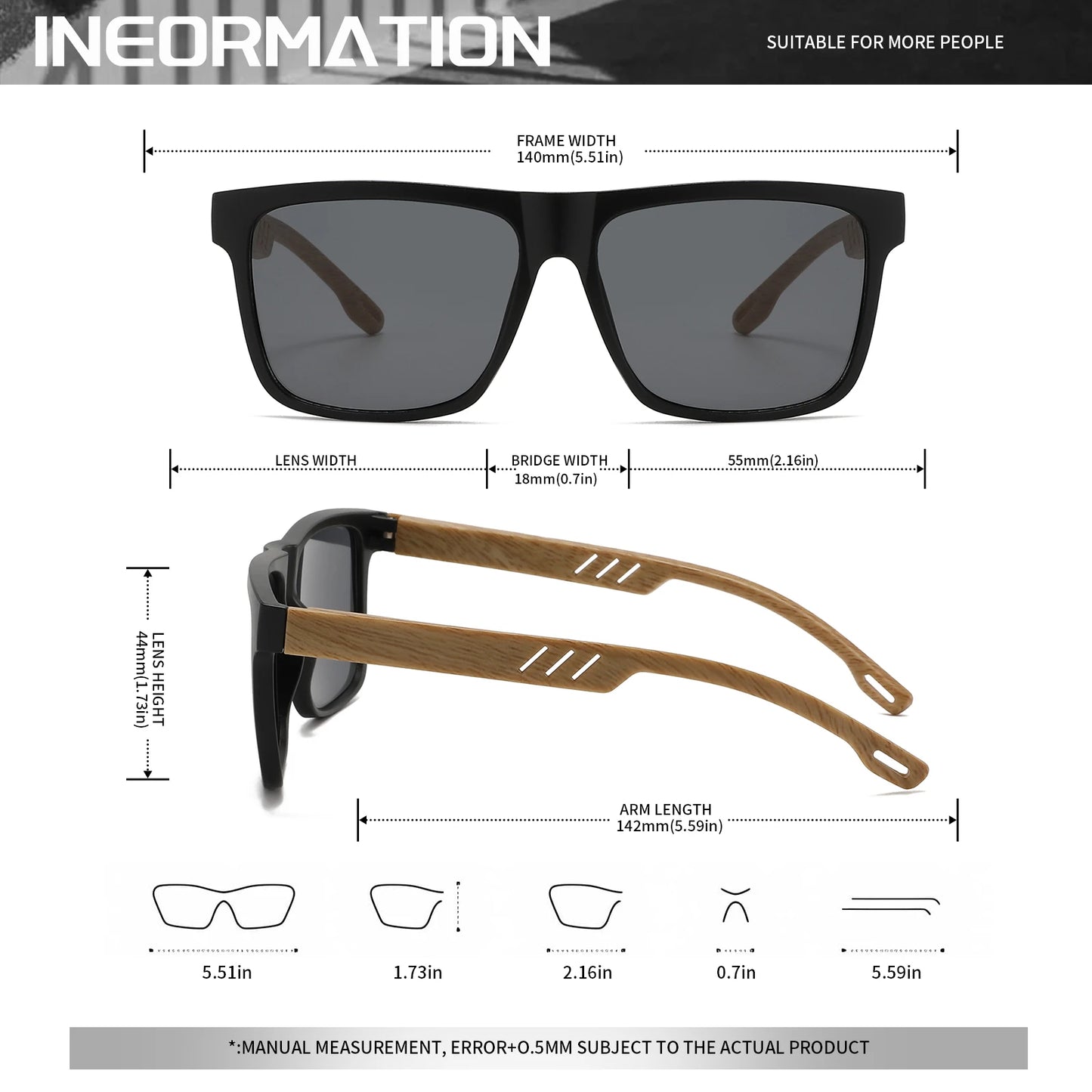 4PCS Wood Grain Spring Hinge Sunglasses - Classic Retro Square Frame, UV400 Unisex Comfort Fit for Daily Casual Wear