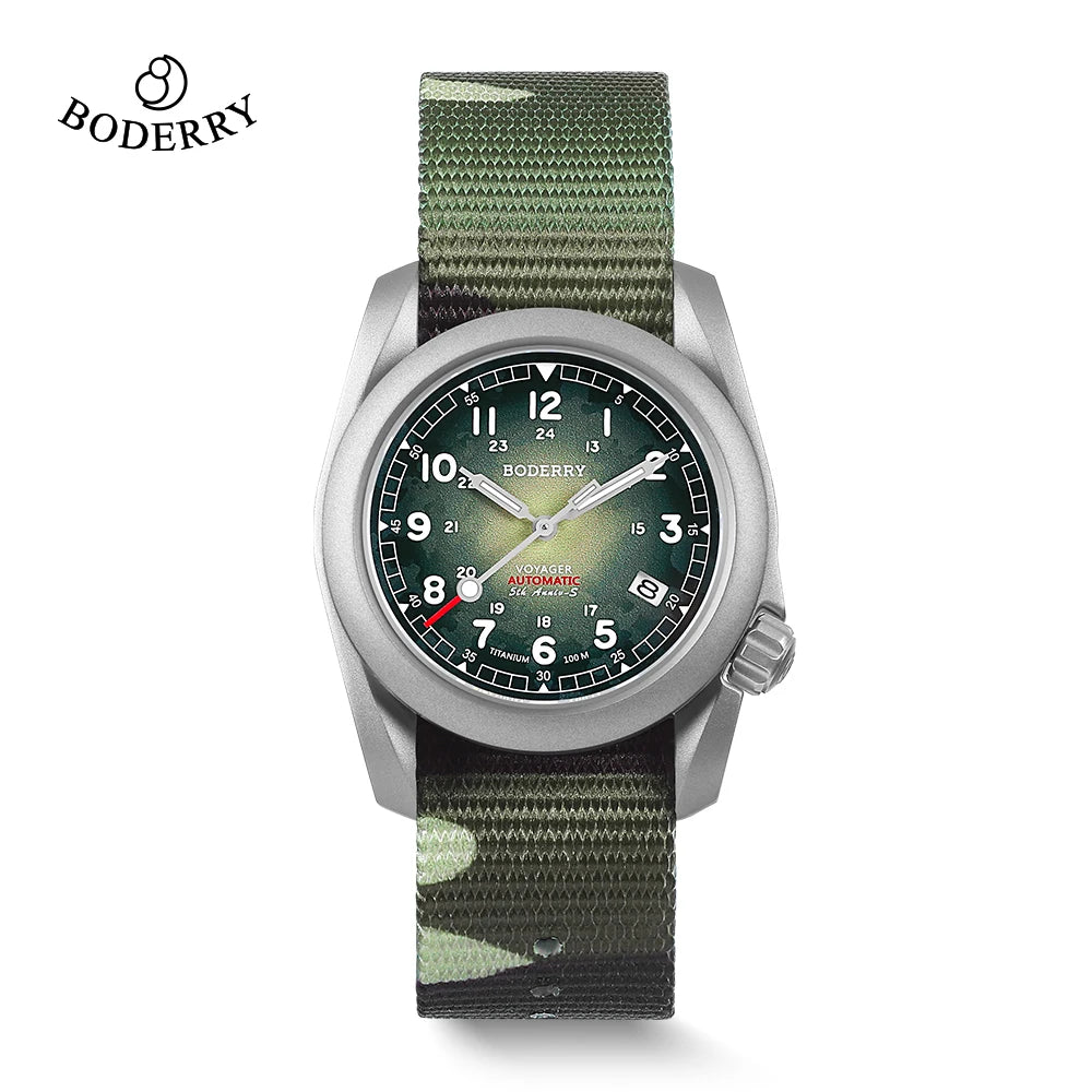 Boderry Field Watches Bronze Case Automatic Mechanical VOYAGER Watch Men's 100M Waterproof Clock Military Top Brand Wristwatch