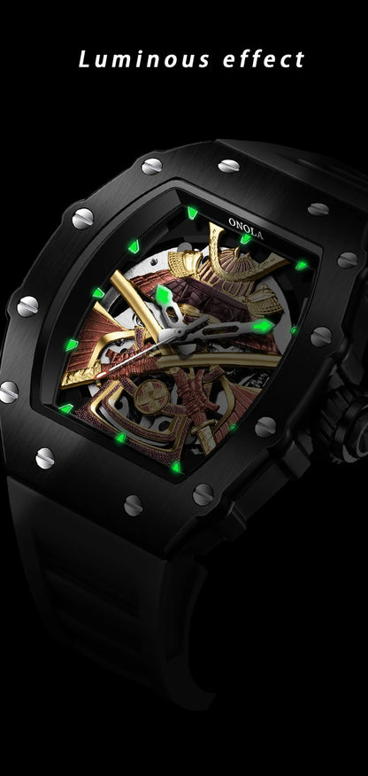 ONOLA Luxury Men Automatic Mechanical Watch Waterproof Watch Luminous Barrel Shape Military Sports Wristwatch Relogios Masculino
