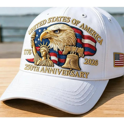 1pc United States 250th Anniversary Baseball Caps for Women,Washed Retro Design,Handmade Embroidery Hat for Parties,Adjustable