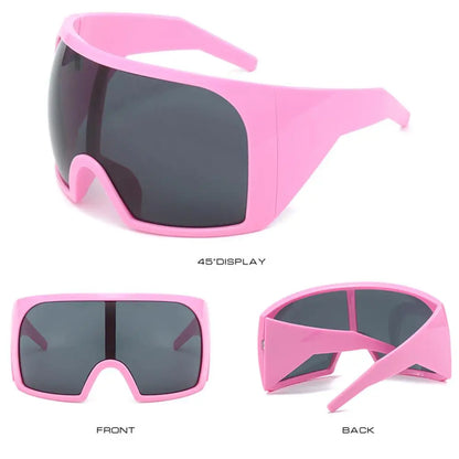 Futuristic Wrap Around Sunglasses Rave Curved Lens UV400 Protection 2000'S Eyewear Oversized Y2K Sun Glasses for Women & Men