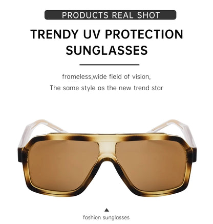 Classic Oversized Square Sunglasses Men 2026 Luxury Brand Trendy Metal Big Frame Goggles Eyewear Stylish Sun Glasses For Ladies