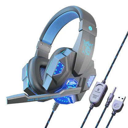 HOMEFISH SY830MV RGB Gaming Headset with Microphone – Wired Over-Ear Gaming Headphones for PC, PS5, Xbox & Nintendo Switch, Lightweight Esports Headset with 3D Surround Sound