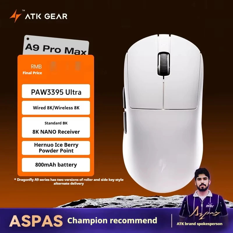 ATK A9 Plus Gaming-Maus kabellos A9/A9 SE/A9 Pro Tri-Mode 8K Gaming-Maus leicht A9 Ultimate E-Sports PC-Geschenk individuell angepasst