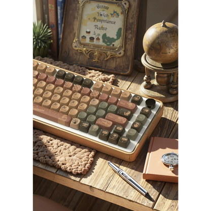 Coffee, Fantasy Dust MOA Keycap PBT 112 Key, Customized for 60/84/98/108MX Switch Mechanical Keyboard