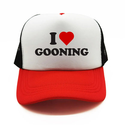 Забавни бейзболни шапки „I Love Gooning“ – готини летни мъжки шапки от мрежа, хумористични шапки тип „тракър“, унисекс шапки от мрежа за външни дейности MZ-080