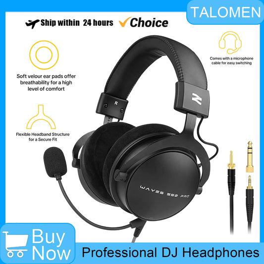 Talomen TOP W550X Over-Ear Wired Headphones with 50mm Drivers, Deep Bass, Detachable Cable & Built-in Microphone – Gaming, DJ, Studio & Office Headset