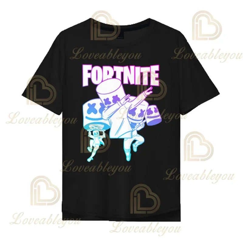 Poikien ja tyttöjen Fortnite-piirrosaiheinen T-paita – Battle Royale 3D, 3–14 vuotta, Victory Royale -pelipaita lapsille ja teineille