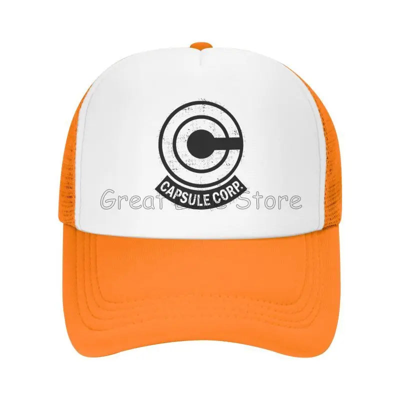 „Capsule Corp“ tinklinės beisbolo kepurės, unisex, hip-hop stiliaus „trucker“ kepurės, anime DBZ stiliaus „dad hat“ kepurės, reguliuojamos lenktyninės kepurės, vasarinės „trucker“ kepurės su užsegimu
