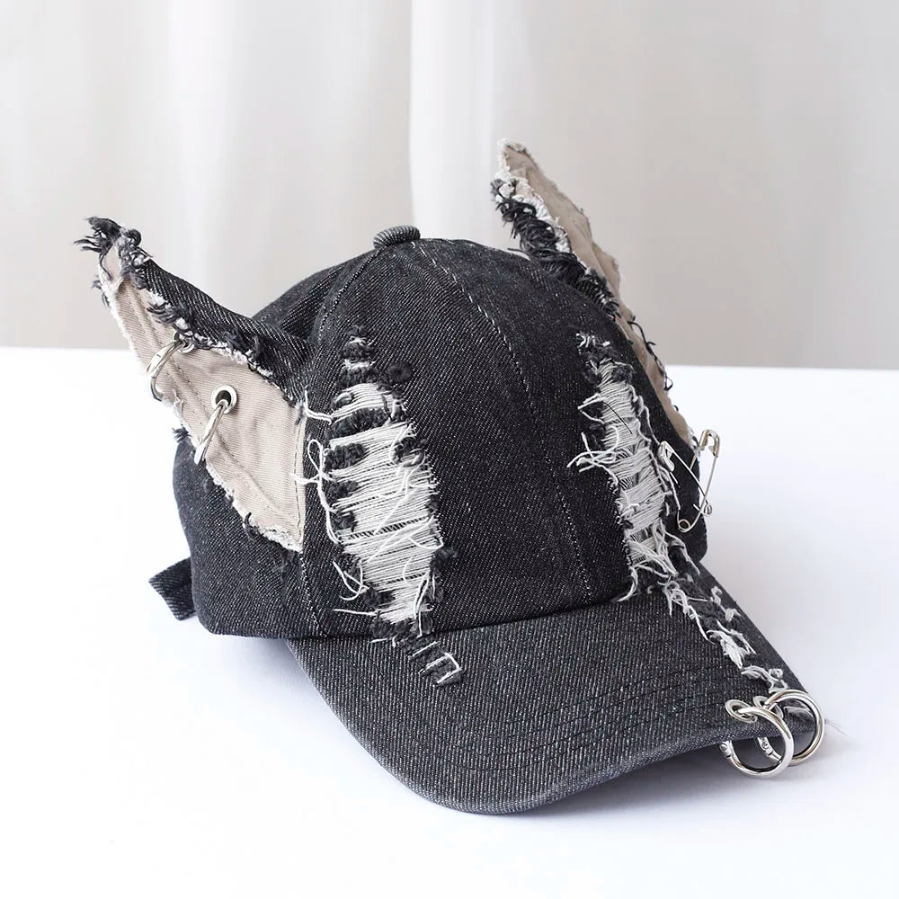 new fashion Girl New Jeans Long Rabbit Ears Cowboy Baseball Hat Wash Graffiti Hip Hop Cap Women Men Party Team Baseball Cap