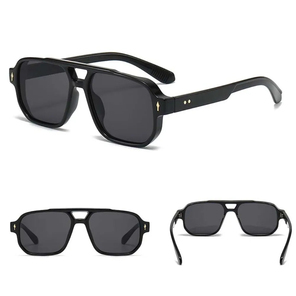 Retro Double Beam Sunnies HD Leopard Print Eyewear Unisex Polarized Sunglasses Waterproof Lightweight Anti-UV Glasses Outdoor