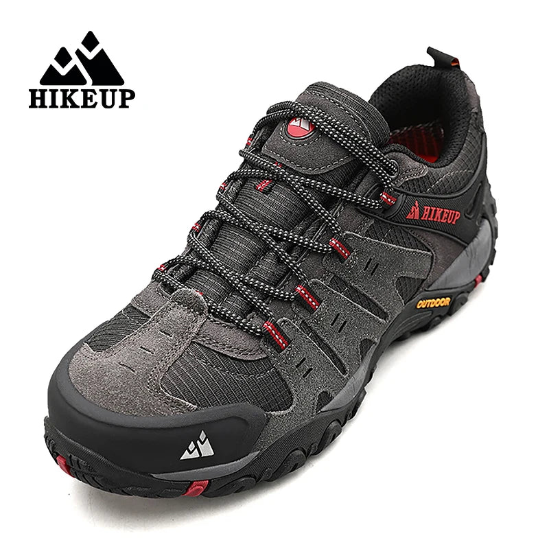 HIKEUP-Chaussures de randonnée en cuir suédé pour homme, baskets d'extérieur résistantes à l'usure, trekking, marche, chasse