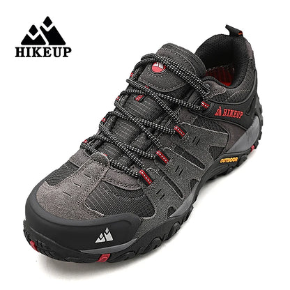 HIKEUP-Chaussures de randonnée en cuir suédé pour homme, baskets d'extérieur résistantes à l'usure, trekking, marche, chasse