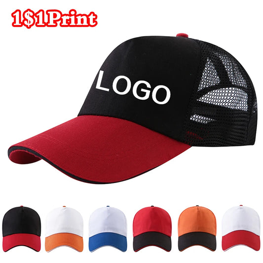 Customized baseball cap with printed logo contrasting duck tongue cap unisex personalized embroidered logo team culture hat