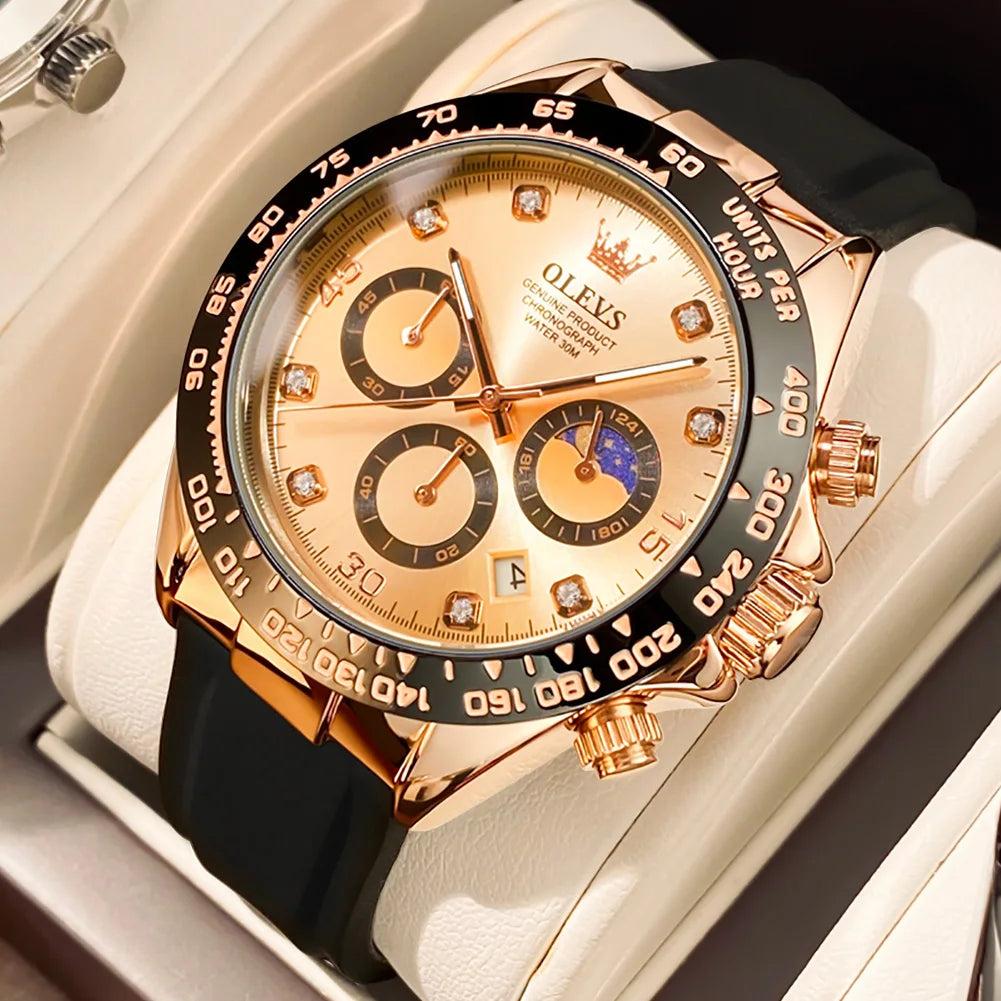 OLEVS Men’s Watch – Luxury quartz watch, water-resistant and luminescent, featuring a chronograph and date display – Men’s sports watch from a leading brand