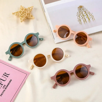 Kids Round TAC Polarized Baby Sunglasses for Toddler Boys Girls TPEE Flexible Soft Frame with Strap for Infant Age 0-3 Shades