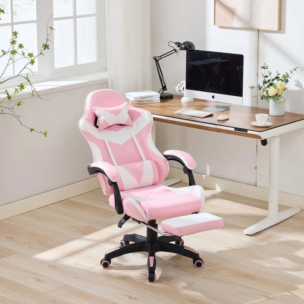 Ergonomic Rotating Gaming Chair, 360° Reclining Office Chair, Pivoting, Height-Adjustable, Footrest, Headrest