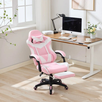 Ergonomic Rotating Gaming Chair, 360° Reclining Office Chair, Pivoting, Height-Adjustable, Footrest, Headrest