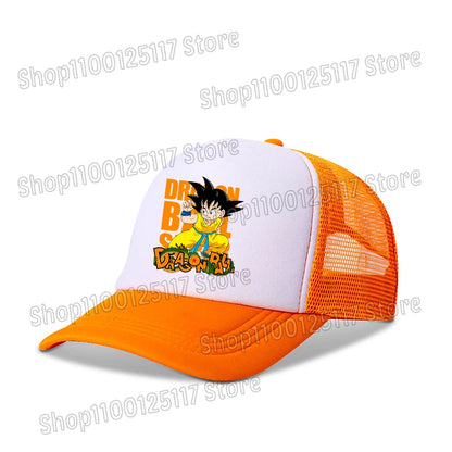 Baseballová čepice Dragon Ball s potiskem z anime, prodyšná čepice s kšiltem, kreslená postavička Goku, letní sportovní čepice typu snapback, síťovaná sluneční čepice, dárek pro děti
