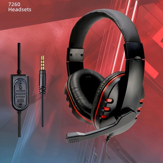 7260 Wired Headphones with Microphone – Gaming & Work Headset for PS4 PS5 Xbox One, Study & Meetings 3.5mm Jack Earphones