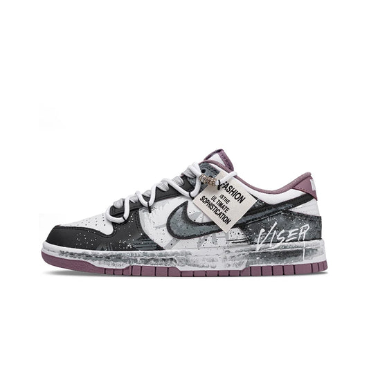 Skräddarsydda sneakers Nike Dunk Post-Apocalyptic Wasteland Graffiti Mörka trendiga låga skateskor för män