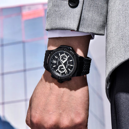 Montres à quartz pour hommes PAGANI DESIGN– Chronographe sportif de luxe, étanche, doté d'aiguilles luminescentes et d'un verre saphir avec traitement antireflet