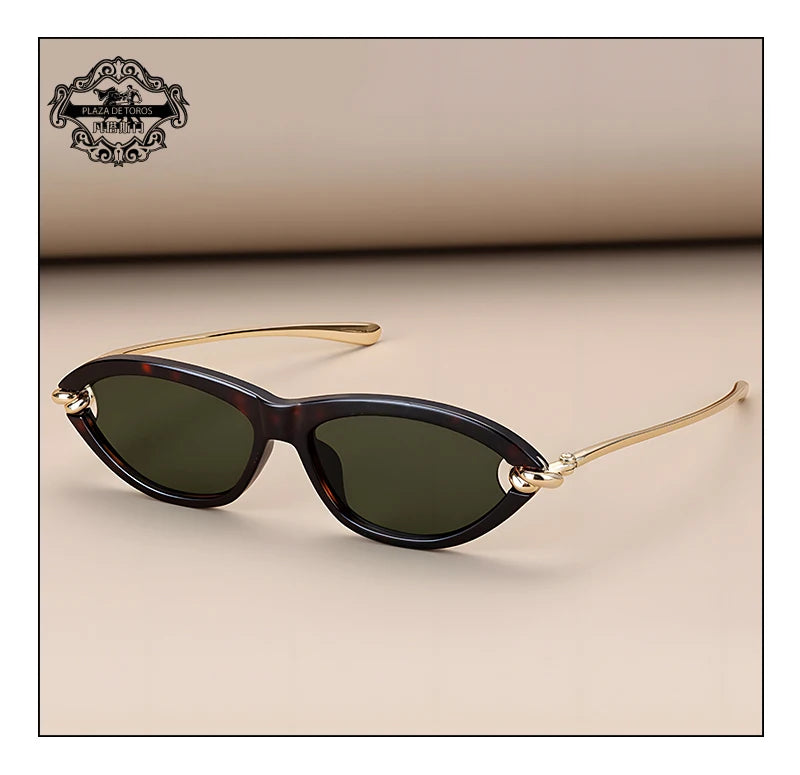 Trendy Luxury Brands Women's Cat Eye Tortoiseshell Sunglasses UV400 Oval Glasses For Woman Fashion Designer Classical Glasses