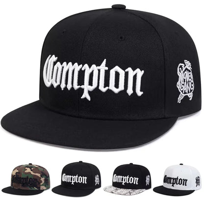 Cappellini unisex Compton con ricamo in stile hip-hop, per primavera e autunno, da esterno, regolabili, sportivi, casual, da baseball, con protezione solare