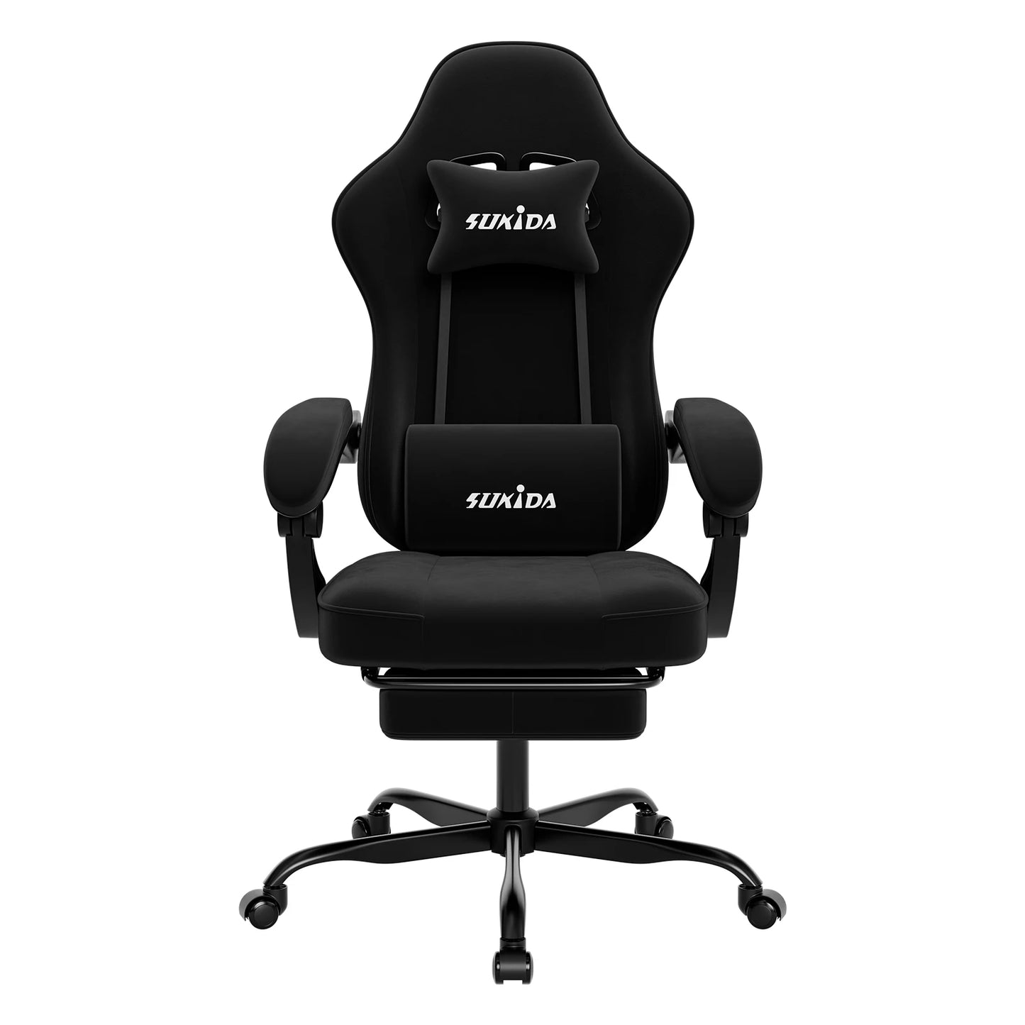 SUKIDA Gaming Chair with Footrest, Ergonomic Racing Style PC Chair with Lumbar Support, Adjustable Office Gaming Chair for Comfort and Work