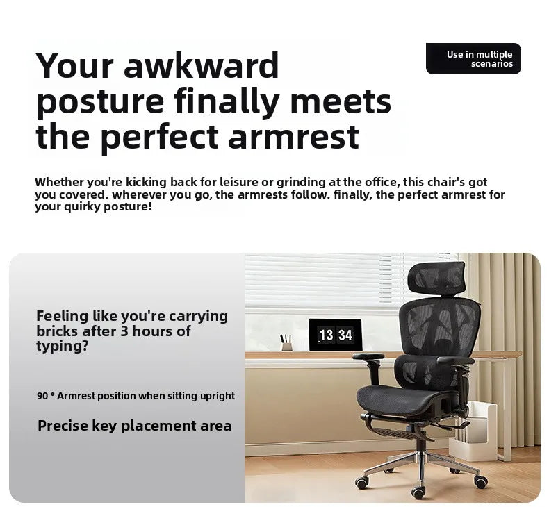 Przenośny minimalistyczny fotel ergonomiczny z podłokietnikiem 10D, fotel komputerowy, biurowy, do nauki i gamingowy Gravitysturdy and durable