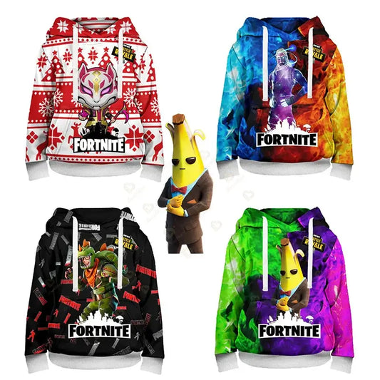 Miesten Fortnite-huppari, muodikas 3D-kuvioitu collegepaita, taistelupelihupparit pojille ja tytöille, hip hop -tyylinen miesten rento päällysvaate