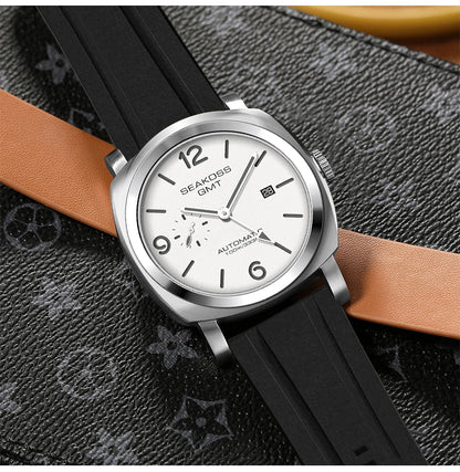 SEAKOSS 100m Diving Men GMT Automatic Mechanical Watches 1963 Clock 2557 Seagull Movement Super Luminous Sapphire Wristwatches