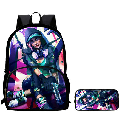Conjunto de 2 Peças de Mochila Escolar Infantil FORTNITE Cartoon, Mochila Leve e Resistente e Estojo com Bolso Frontal, Meninos e Meninas 5-10