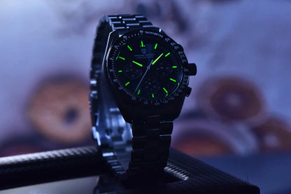 New PAGANI DESIGN Moon Men Watch Retro Luxury Quartz Watches For Men Stainless steel Sport waterproof Chronograph Man+With BOX
