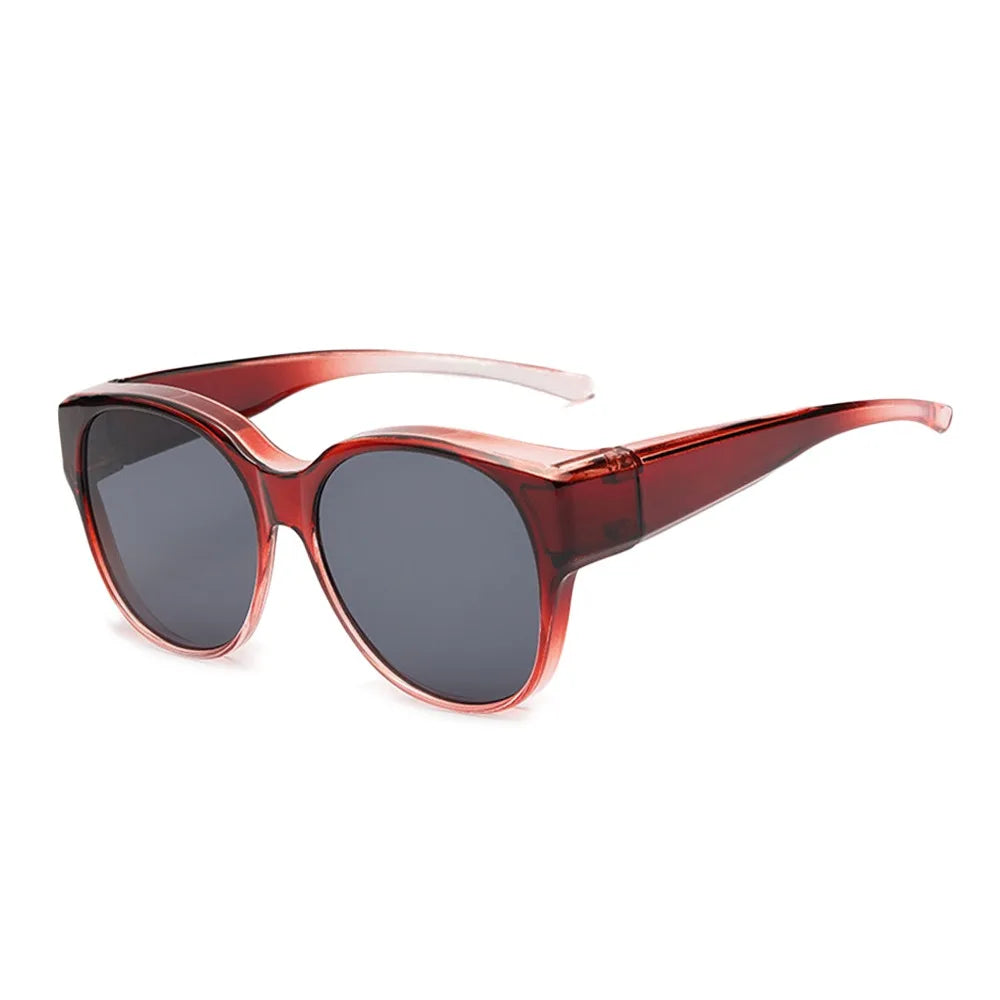 Fashion UV Protection Driving Sunglasses Round Frame Y2K Wear Over Glasses Retro Black Shades for Women Men