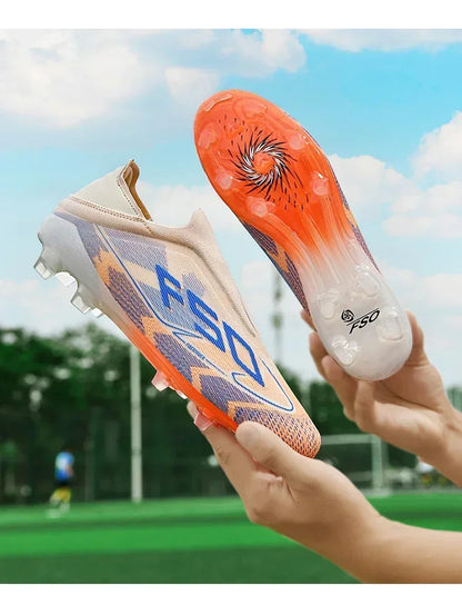 Nouvelles chaussures de football pour hommes, mi-hautes, légères, très vendues, pour l'entraînement sur herbe, antidérapantes, crampons de haute qualité pour l'extérieur.