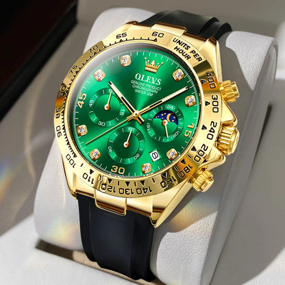 OLEVS Men’s Watch – Luxury quartz watch, water-resistant and luminescent, featuring a chronograph and date display – Men’s sports watch from a leading brand