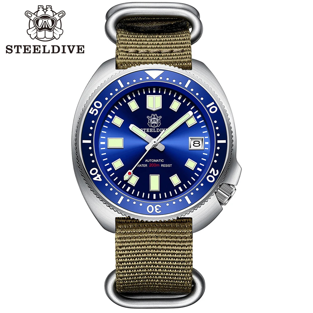 STEELDIVE SD1970 Automatic Mechanical Diver Watch Captain Willard NH35 Watches TURTLE Homage Water Resistant 200M Dive Watch Men