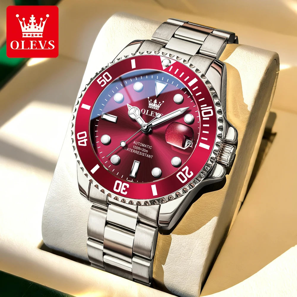 Montre mécanique automatique de luxe pour homme OLEVS 6650 – Étanche, luminescente, bracelet en acier – Montre-bracelet pour homme, style professionnel, grande marque