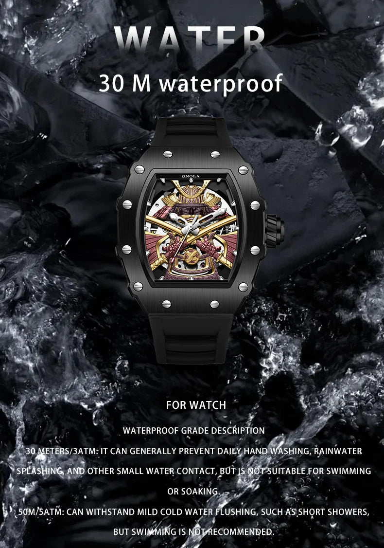 ONOLA Luxury Men Automatic Mechanical Watch Waterproof Watch Luminous Barrel Shape Military Sports Wristwatch Relogios Masculino
