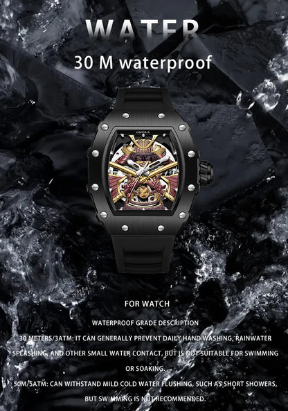 ONOLA Luxury Men Automatic Mechanical Watch Waterproof Watch Luminous Barrel Shape Military Sports Wristwatch Relogios Masculino