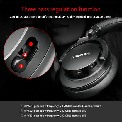 Takstar PRO82 Professional Monitor Headphones – HiFi Stereo Wired Studio Headset for Recording, Gaming & Bass Adjustable Precision Sound