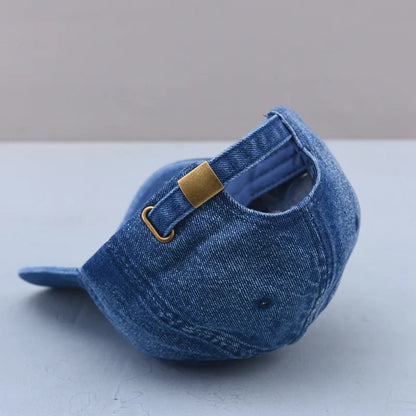Fashion NYC Бродирани дънкови бейзболни шапки със закопчалка, регулируеми, за външни дейности, ежедневни, за възрастни, подходящи за спорт, голф и слънце