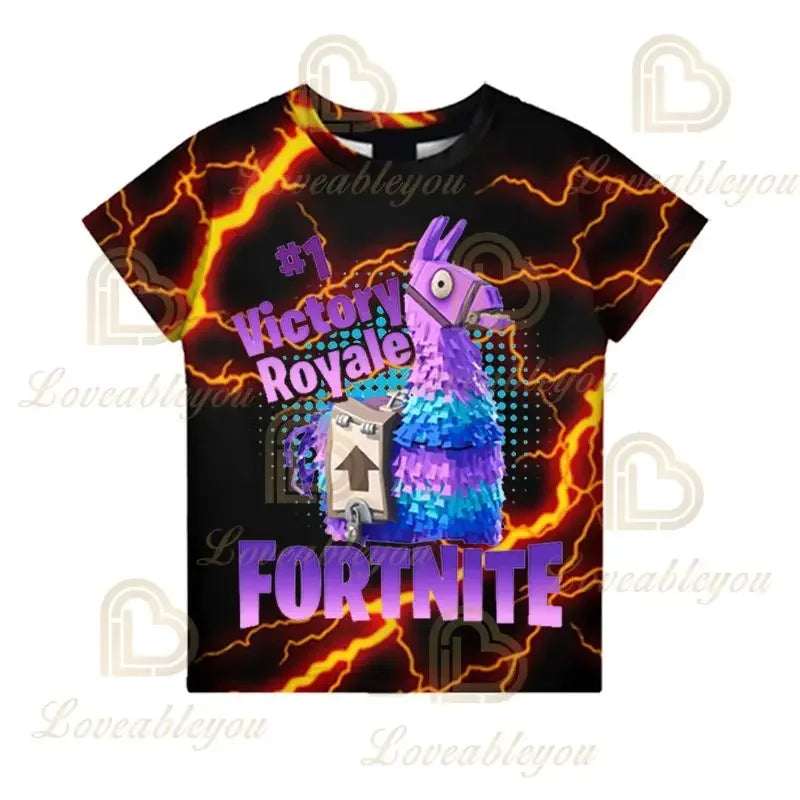 Battle Royale T-shirt Fortnite T-shirt Victory Cartoon Tops Teen Clothes Kids Hero Game Fortress Night 3D Boys Girls T-shirt