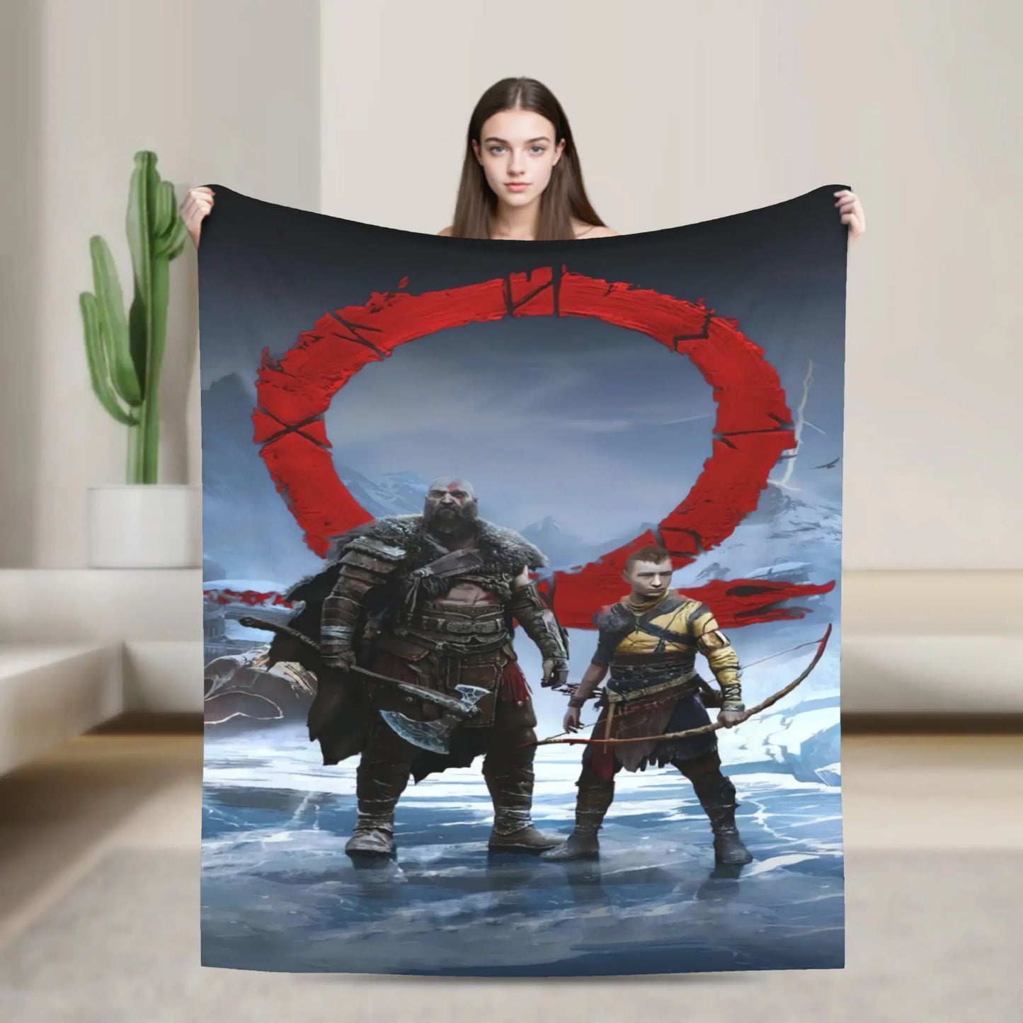 Super Soft Blanket Travel Office God of War Game Gamers Kratos Throw Blanket  Flannel Bedspread For Outdoor Sofa Bed Cover