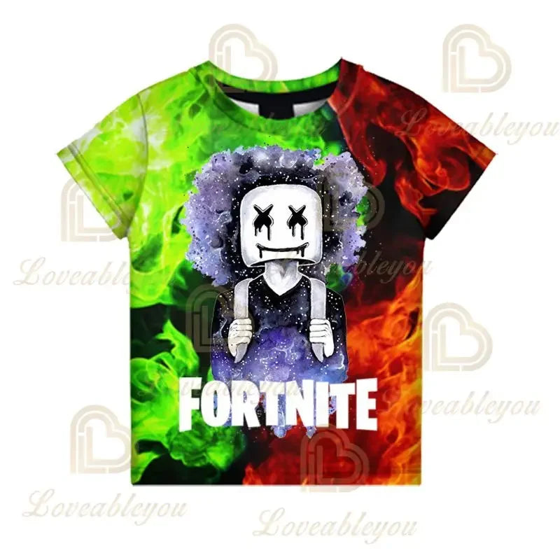 Battle Royale T-shirt Fortnite T-shirt Victory Cartoon Tops Teen Clothes Kids Hero Game Fortress Night 3D Boys Girls T-shirt
