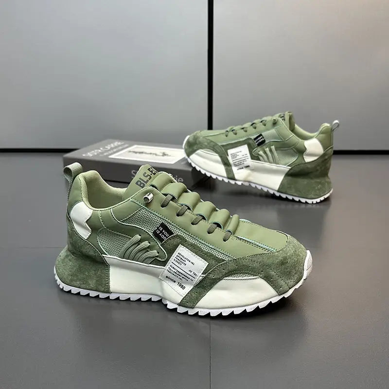 Shoes for Men Casual Sports Four Seasons Moccasins Trend Designed Personality Lace-up Leather Sneakers Comfortable Breathable